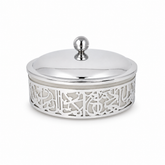 Luxury Arabic Decorative Box Silver White Round Container with Lid