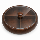 Round Divided Serving Tray with Lid 4 Section Snack Candy Dates Tray