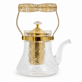 Glass Teapot with Stainless Steel Infuser – Luxury Tea Kettle with Gold Handle