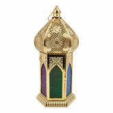 Luxury Ramadan Lantern – Decorative Metal Lantern with Colored Glass Panels