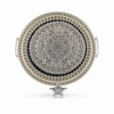 Stainless Steel Round Serving Tray Set, 2-Piece, Silver