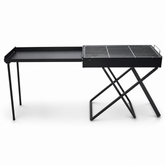 Portable Folding BBQ Grill with Side Table, 30 x 80 cm