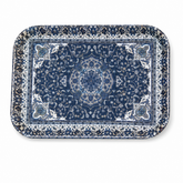 Rectangular Plastic Serving Tray — Blue Floral Design