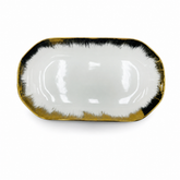 Ceramic Oval Serving Plate, 32 cm — Black and Gold Rim