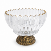 Elegant Crystal Glass Bowl with Gold Metal Base Decorative Centerpiece