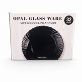 32-Piece Black Opal Glass Dinnerware Set Elegant Home Dining Collection