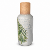 Inspirational Ceramic Vase with Cork Top and Fern Design