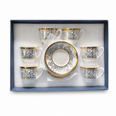 Luxury Gold Trim Fine China Tea Set - Elegant 12 Piece Porcelain Cup and Saucer Collection