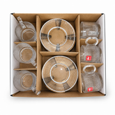 6-Piece Ribbed Glass Tea Cup and Saucer Set