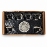 6-Piece Black Marble Coffee Cup and Saucer Set
