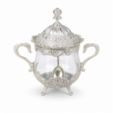 Elegant Silver-Plated Sugar Bowl with Lid and Spoon Set