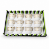 Elegant Gold Patterned Porcelain Tea Cup Set of 12