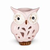 Ceramic Owl Figurine Candle Holder – White, Handcrafted, Home Decor Accent