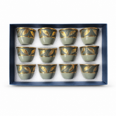 12-Piece Gold Leaf Porcelain Tea Cup Set in Gift Box