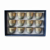 Elegant Gold-Patterned Ceramic Tea Cup Set - 12 Piece Gift Box