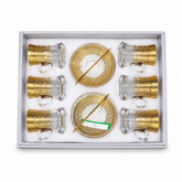 Exquisite Gold Moroccan Tea Glass Set with Saucers and Stirrers - 6 Piece Elegance