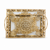 Luxurious Gold-Plated Decorative Serving Tray with Intricate Design