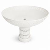 Elegant White Ornamental Aluminum Bird Bath with Perforated Design