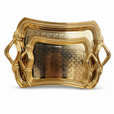 Elegant Gold-Plated Ornate Serving Tray Set for Luxury Dining