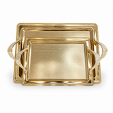 Elegant Gold-Plated Serving Tray Set with Handles – Perfect for Entertaining