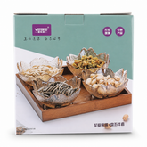 Vshand Glass Flower Nut Dish Set of 5 with Wooden Tray