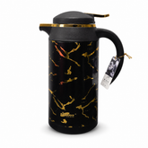 RavDays Thermal Coffee Carafe 1.8L – Black with Gold Marble Design, Double-Wall Stainless Steel Vacuum Insulated Flask for Hot and Cold Drinks