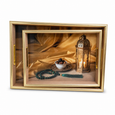 Golden Glass Display Tray Set – Elegant Decorative Organizer for Jewelry, Candles, and Home Decor