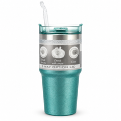Insulated Tumbler with Straw 3 Way Lid Travel Mug Reusable Cup