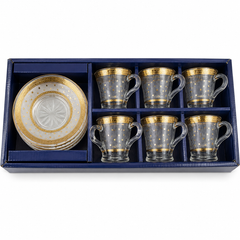 Luxury Glass Tea Cup Set with Saucers – 12 Pieces