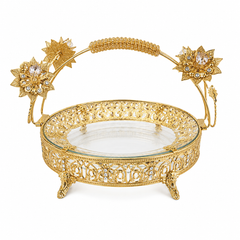 Elegant Gold Serving Tray with Glass Cover