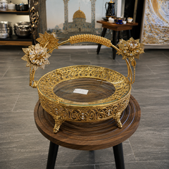 Elegant Gold Serving Tray with Glass Cover
