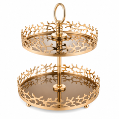 2-Tier Gold Serving Stand