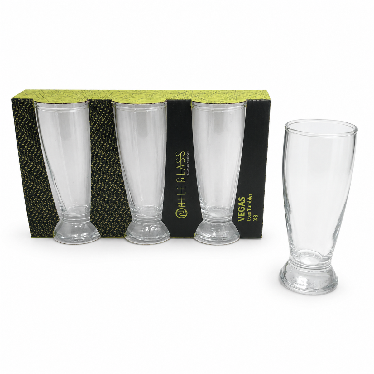 3PCS Glass Drinking Cups Set Juice Water Glasses Clear Tumbler Set