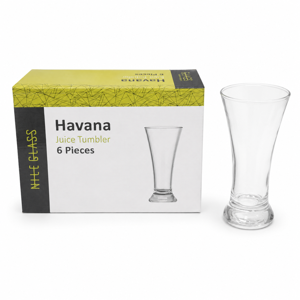 6PCS Glass Juice Tumblers Set Havana Drinking Glasses Clear Beverage Cups