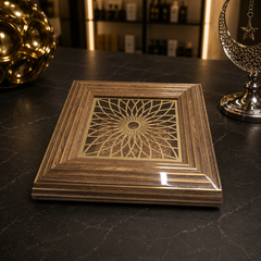 Luxury Decorative Serving Tray with Lid Gold Wooden Design Candy Dates Tray