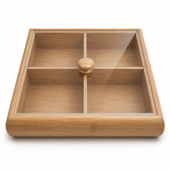 Wooden Divided Serving Tray 4 Section Snack Candy Food Organizer Tray