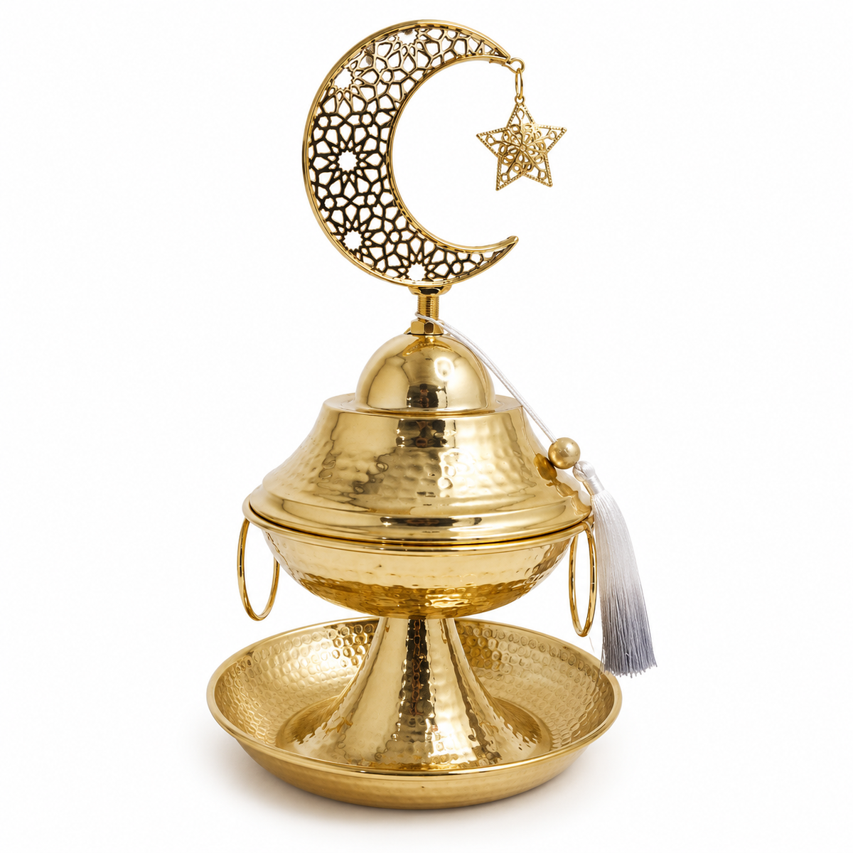 Luxury Gold Covered Serving Bowl Arabic Date Holder Ramadan Decor