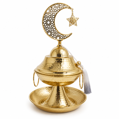 Luxury Gold Covered Serving Bowl Arabic Date Holder Ramadan Decor