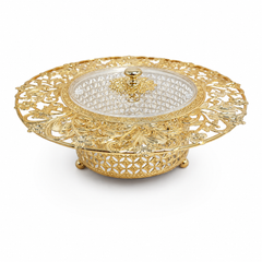 Luxury Gold Covered Serving Dish – Elegant Candy & Date Tray with Lid