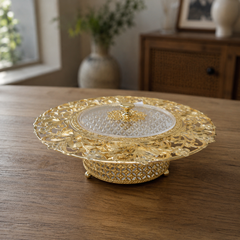 Luxury Gold Covered Serving Dish – Elegant Candy & Date Tray with Lid