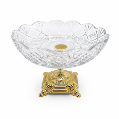 Elegant Crystal Dessert Stand with Gold Base – Pedestal Serving Bowl