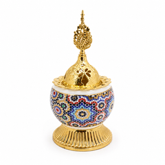 Luxury Moroccan Incense Burner – Gold Lid Mosaic Bakhoor Burner