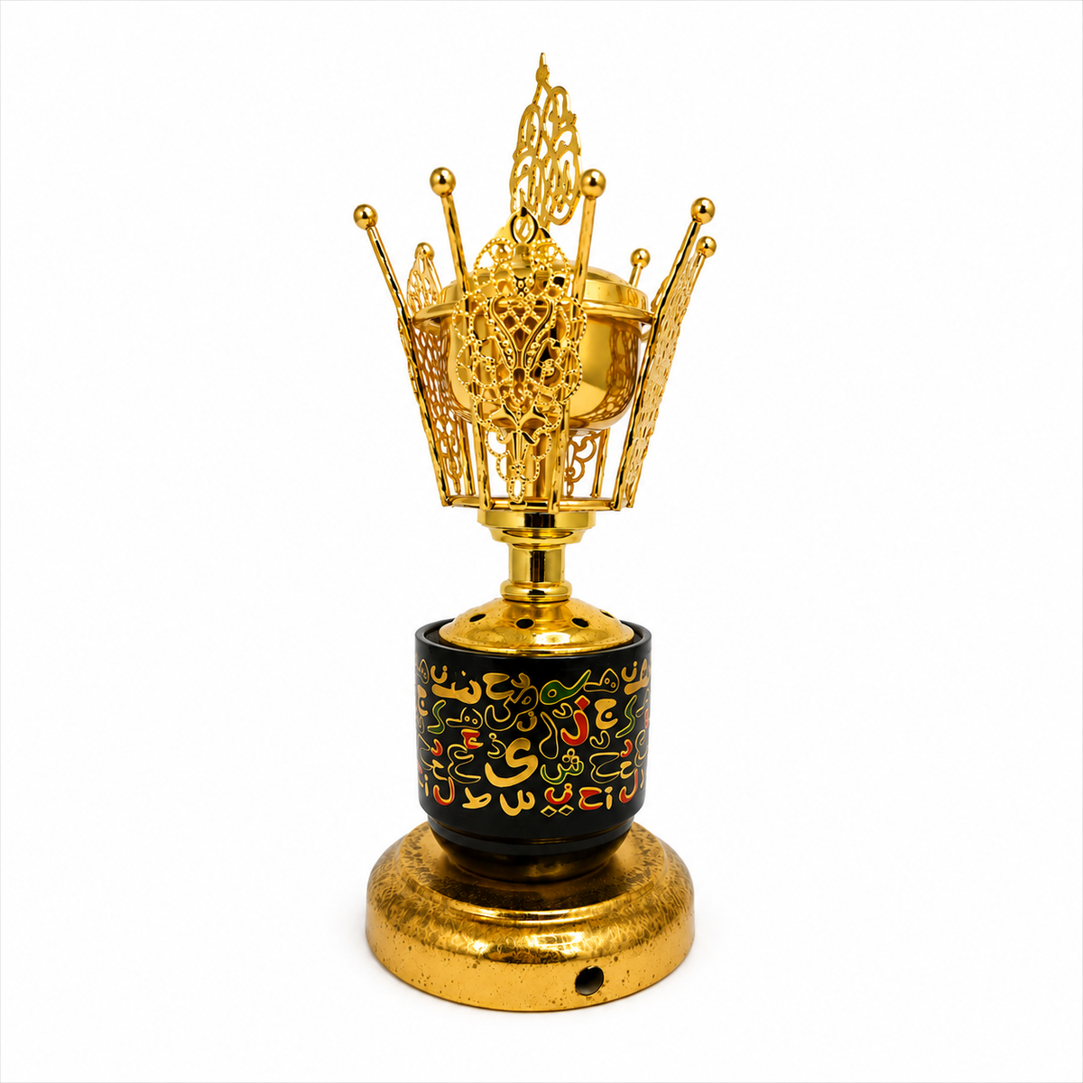 Luxury Arabic Incense Burner – Gold Bakhoor Burner with Calligraphy Design