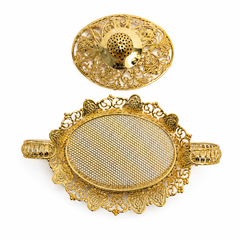 Luxury Gold Sugar Bowl with Lid – Decorative Candy & Dates Serving Jar