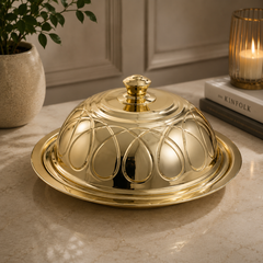 Luxury Gold Serving Dish with Lid – Elegant Food Cover & Serving Plate