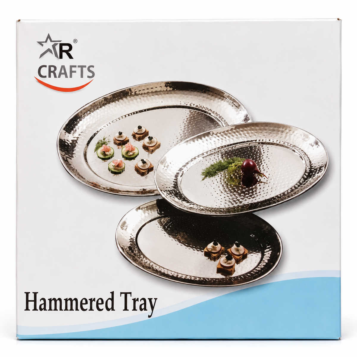 Hammered Metal Serving Tray Set
