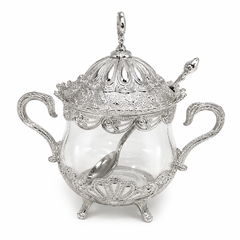 Elegant Glass Sugar Bowl with Lid