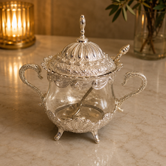 Elegant Glass Sugar Bowl with Lid
