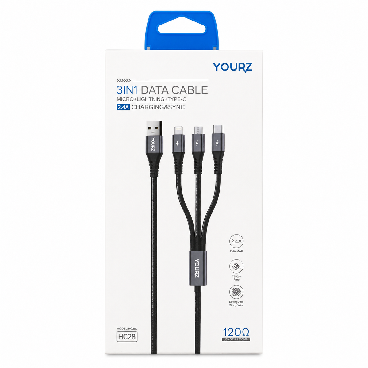 3-in-1 Braided Charging Cable