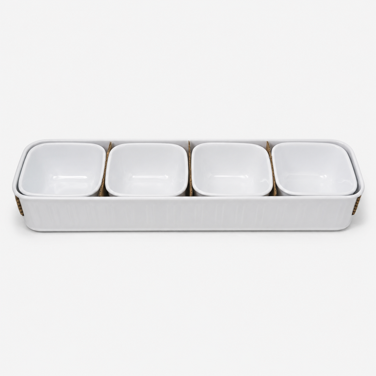 4-Piece Ceramic Serving Bowl Set with Tray